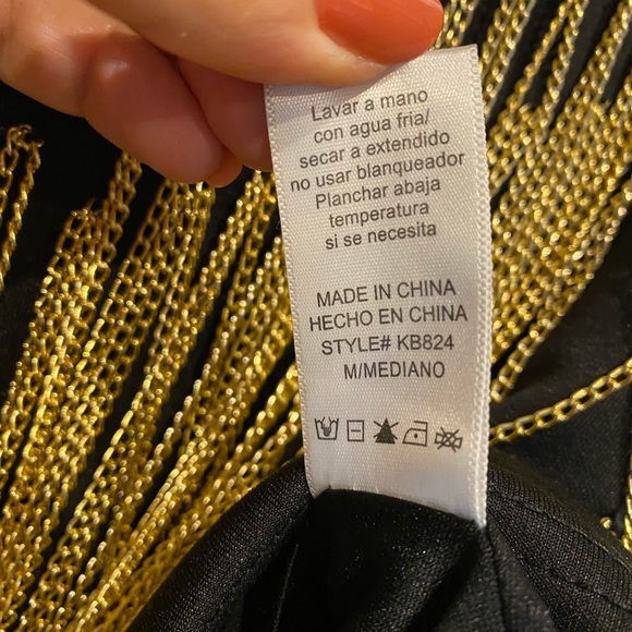 Gold Label WOW Couture Fringe Skirt Gold color heavy Chain Fringe Women’s M - Picture 9 of 9